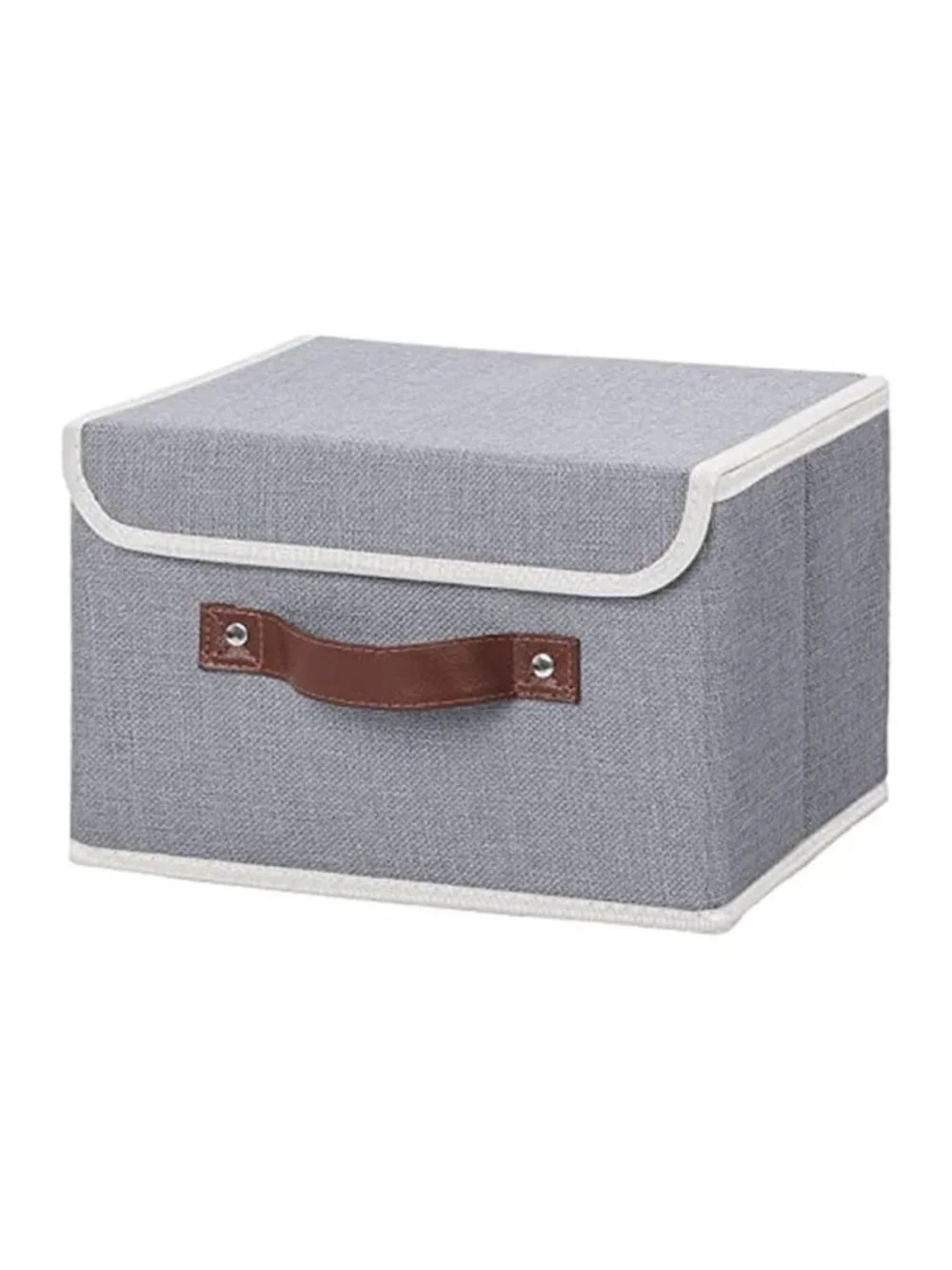 Fabric Storage Box Bins with Lids, Gray, 10